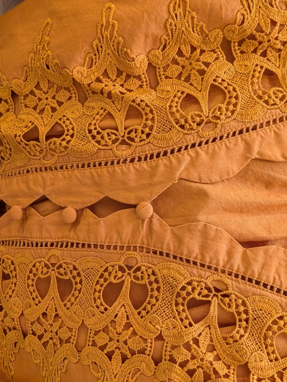 Women's Embroidered Puff-Sleeve Blouse - Rust